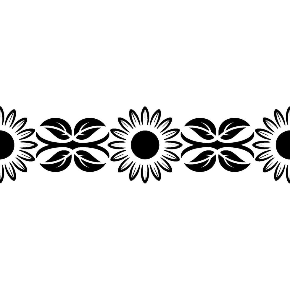 Stylized Sunflower Border, Vintage Floral - Ornamental vector