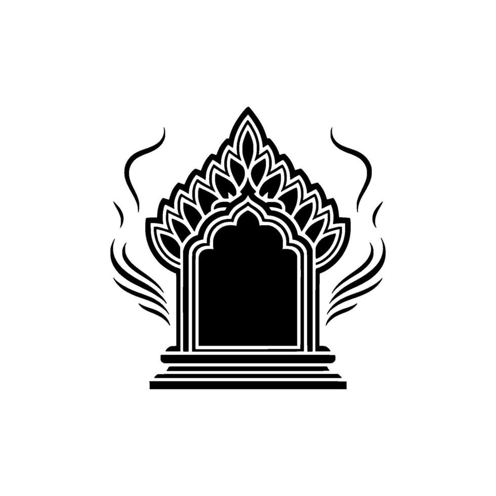 Intricate Thai Temple Portal, Minimalist Silhouette vector