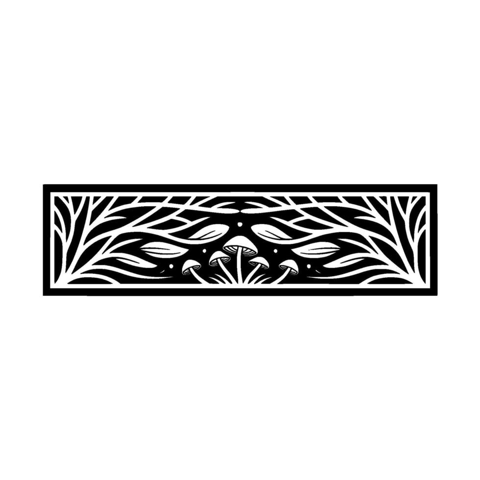 Botanical Border, Intricate Mushroom Motif vector
