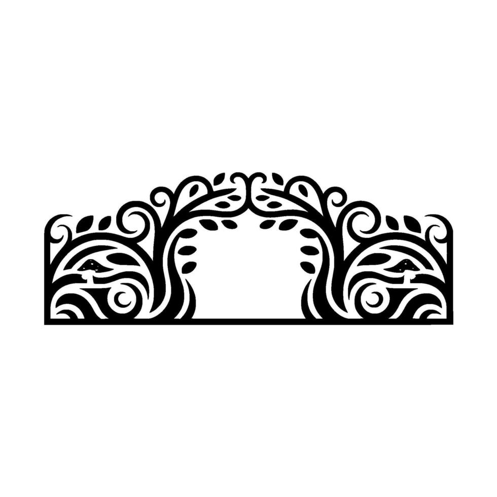 Elegant Archway Ornament, Black White, Botanical vector