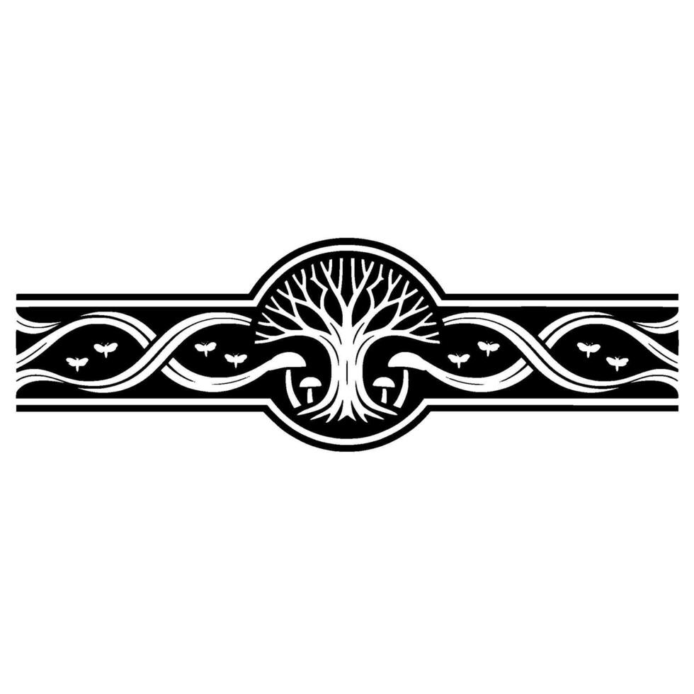 Mystical Tree of Life Border, Celtic Inspired vector