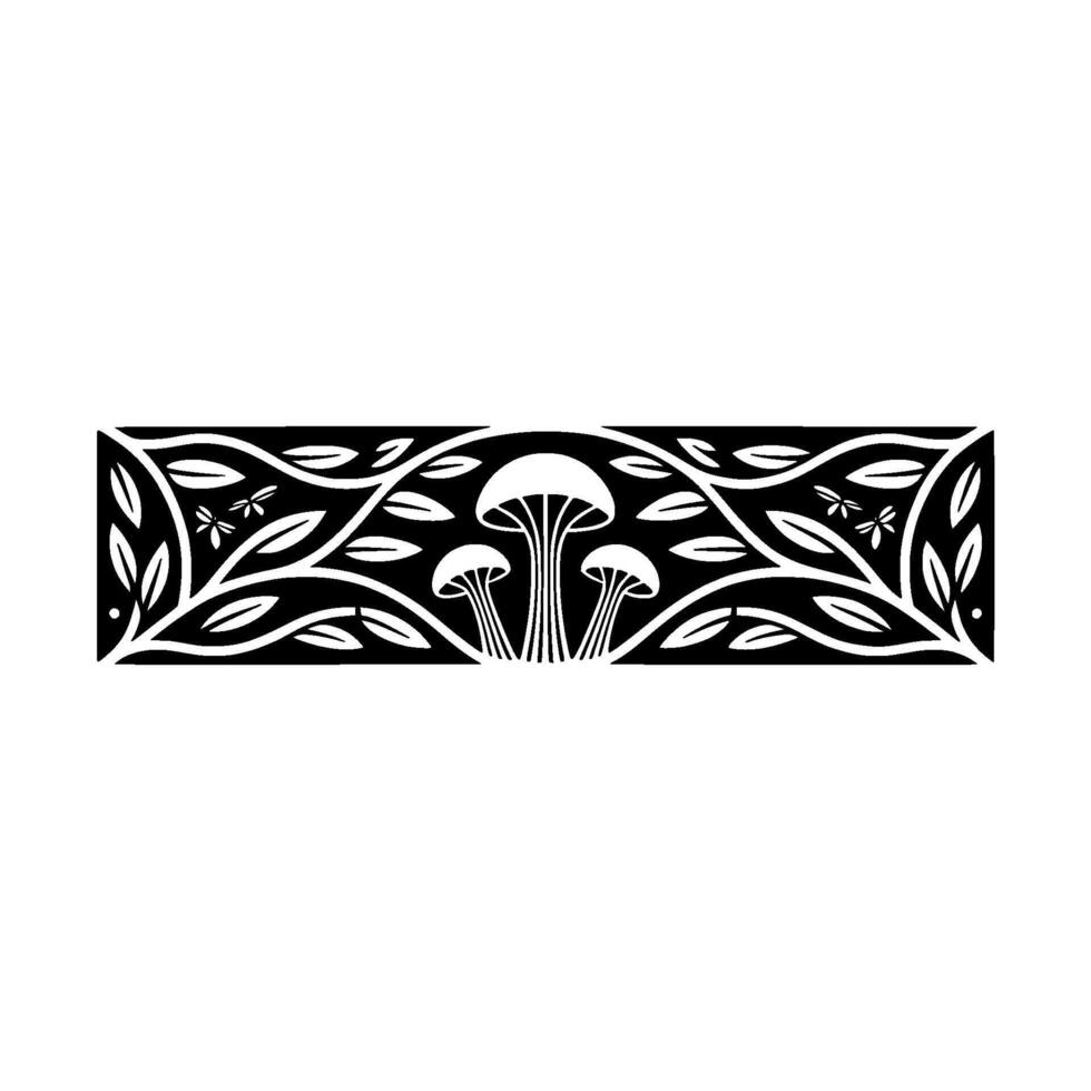 Stylized Mushroom Border, Art Nouveau Inspired, Pattern vector