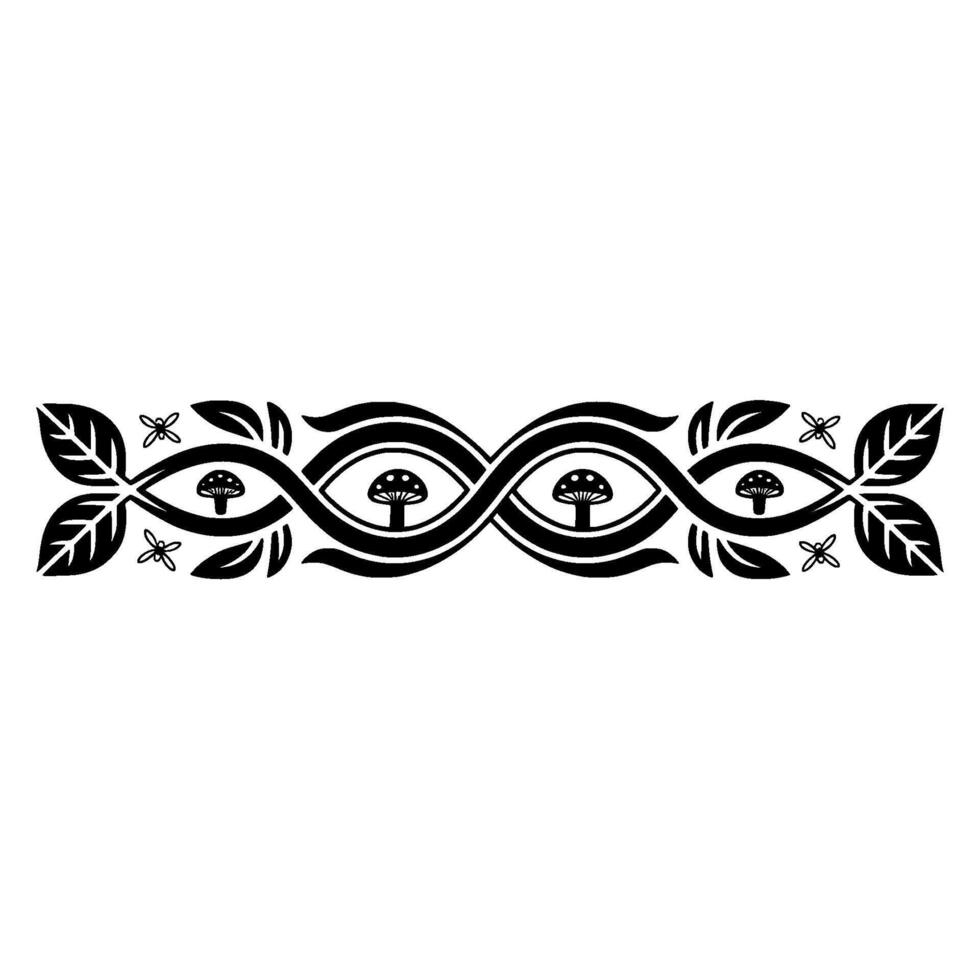 Enchanted Forest Border Mushroom Leaf Ornamentation vector