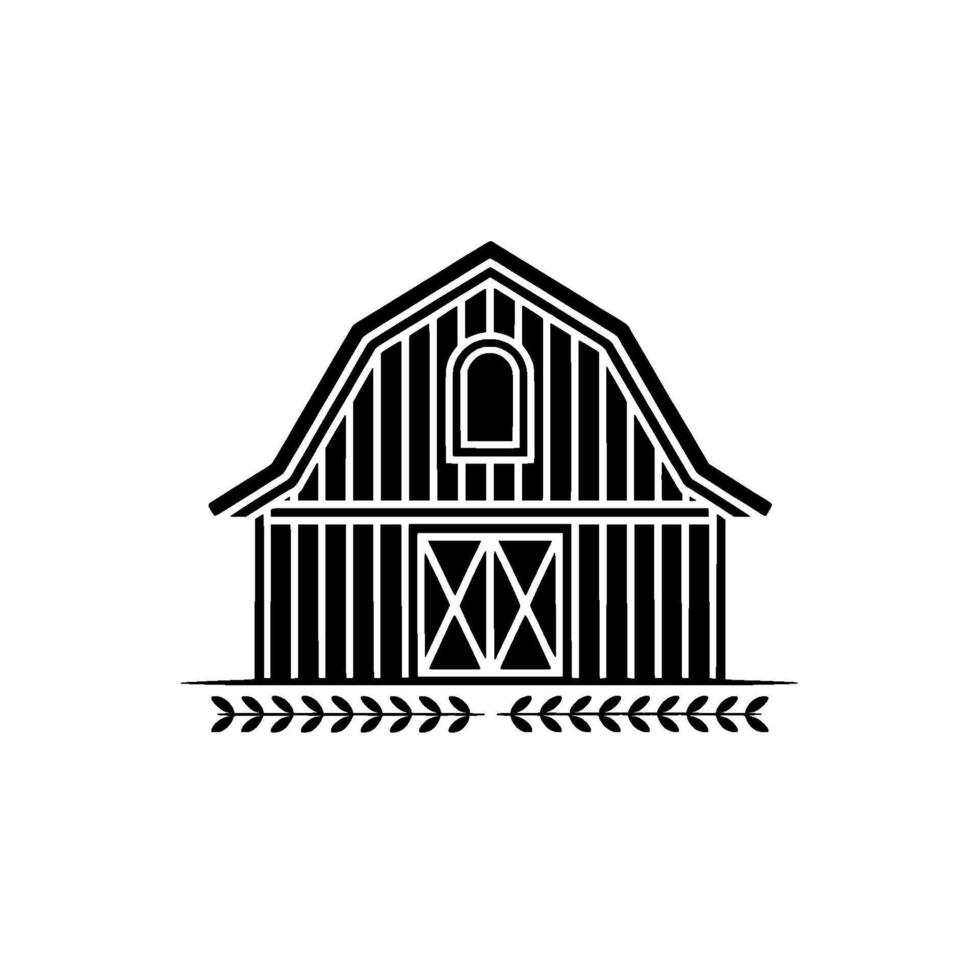 Rustic Silhouette Barn Emblem, Vintage Farm Illustration vector