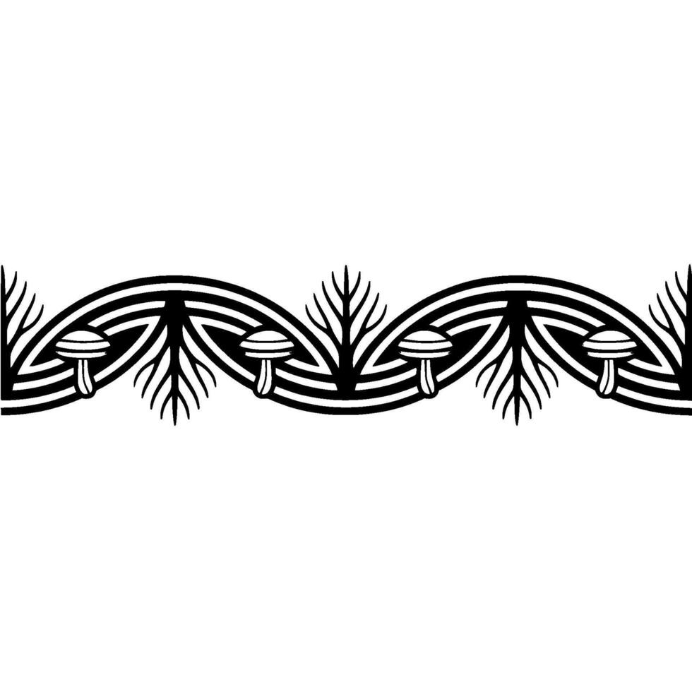 Art Nouveau Botanical Border, Elegant Line Art, Decorative vector