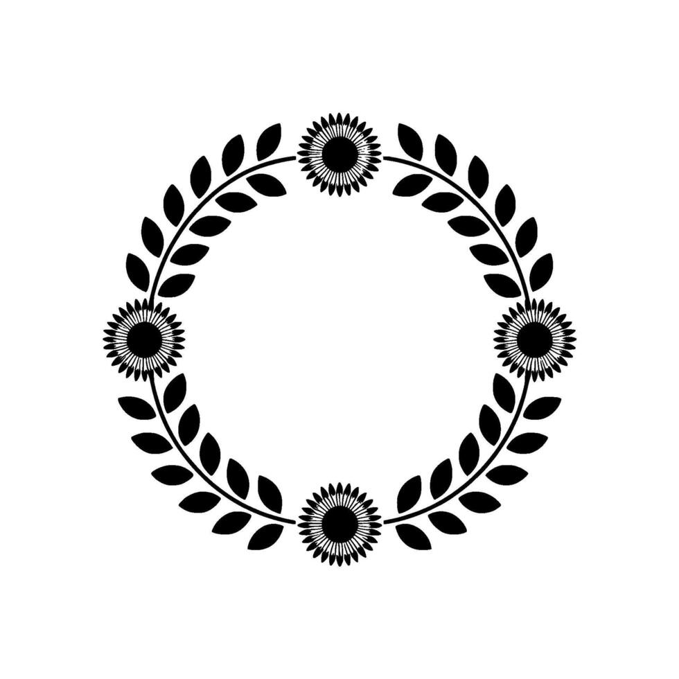 Circular Sunflower Wreath, Minimalist, Elegant Border vector