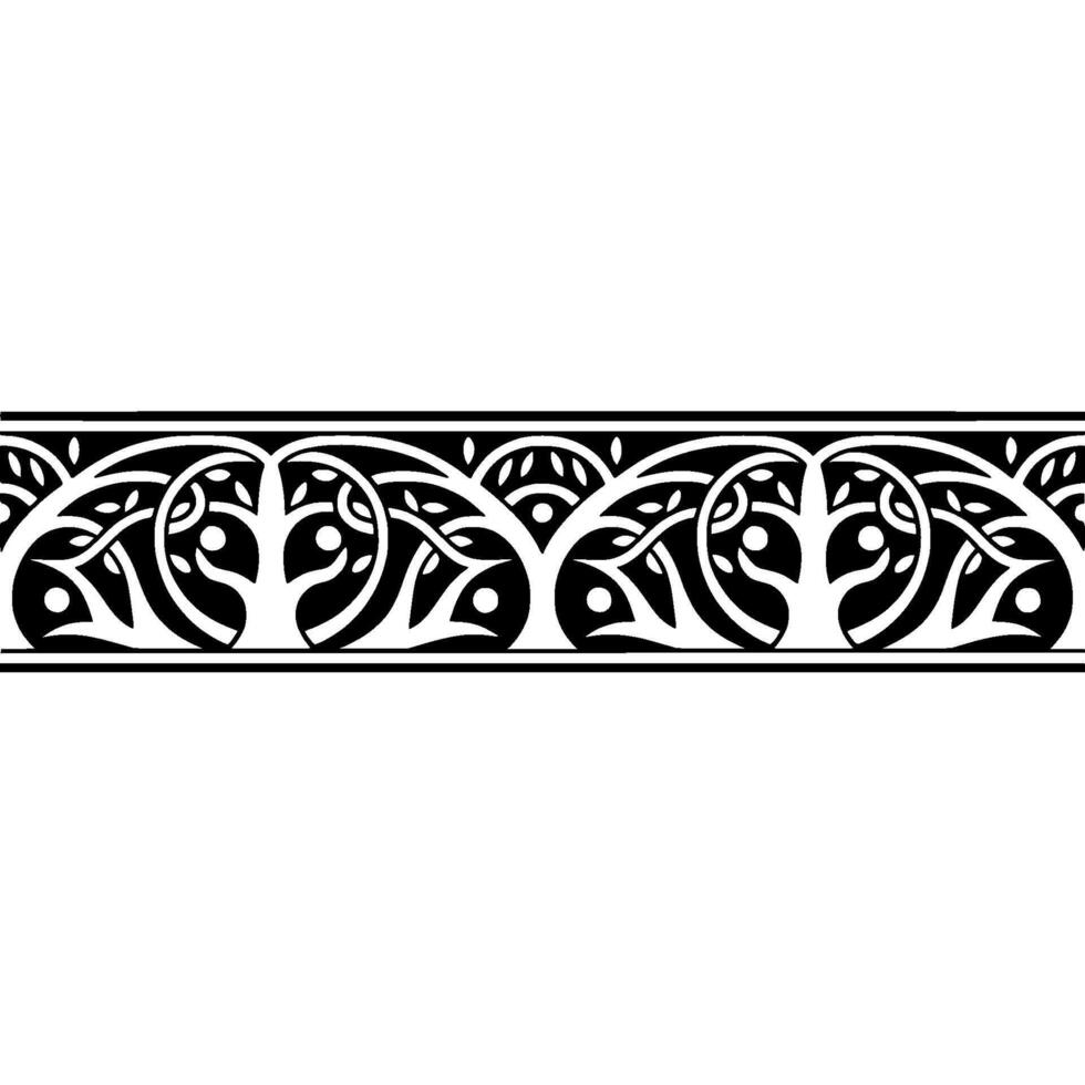 Intricate Celtic Border, Stylized Tree Motif, Vintage vector