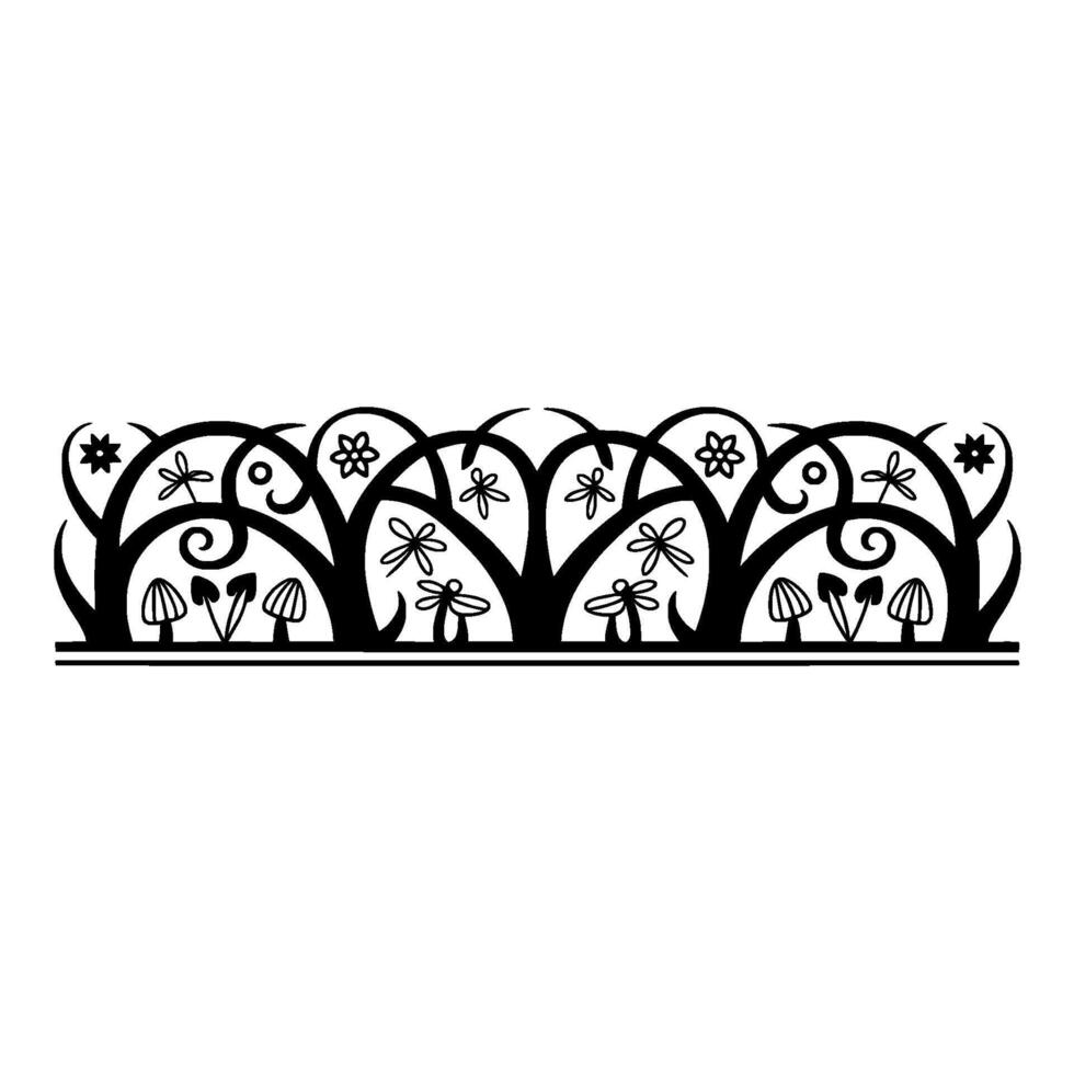Elegant Botanical Border, Vintage Illustration Style, Decorative vector