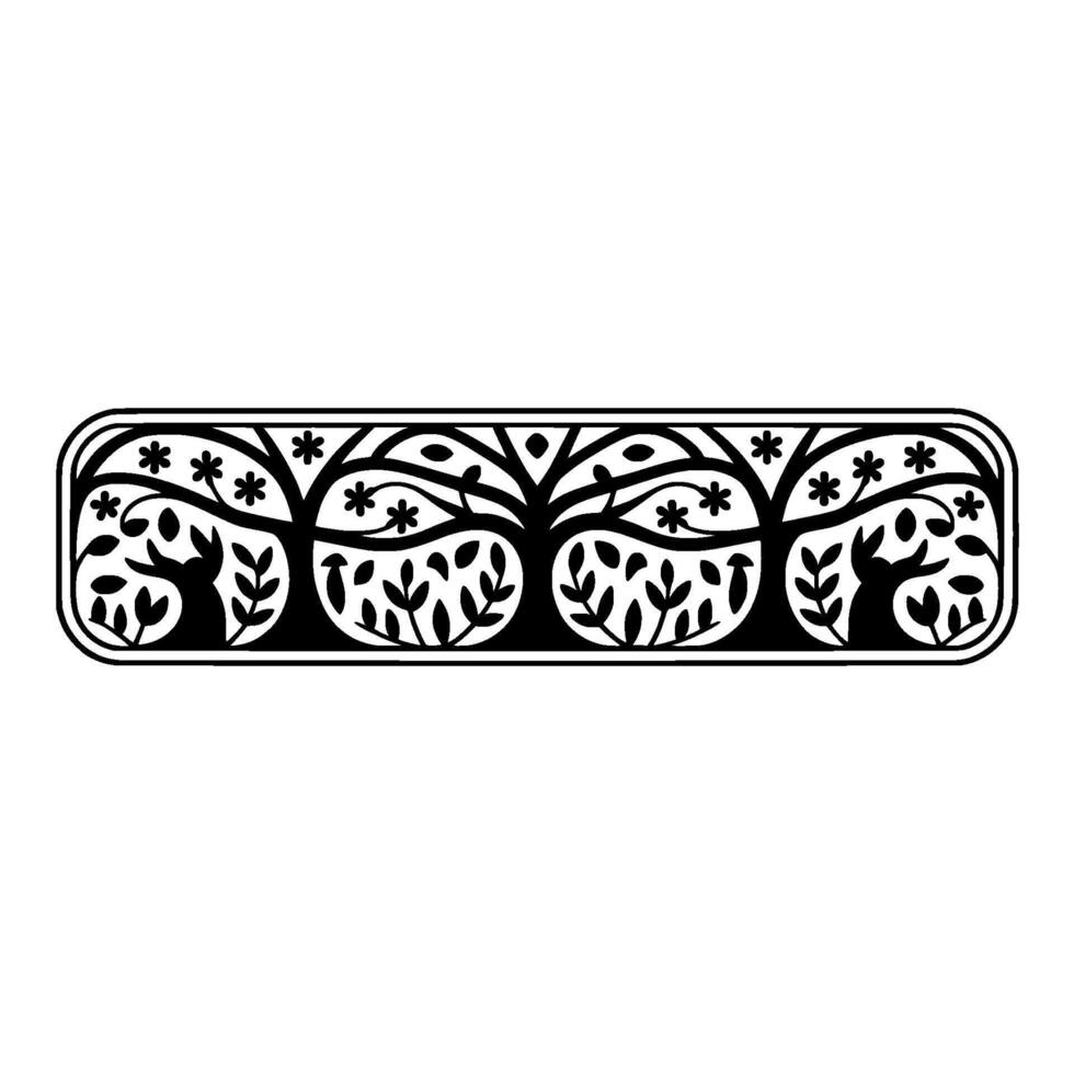 Stylized Tree Border, Vintage Illustration, Decorative Element vector