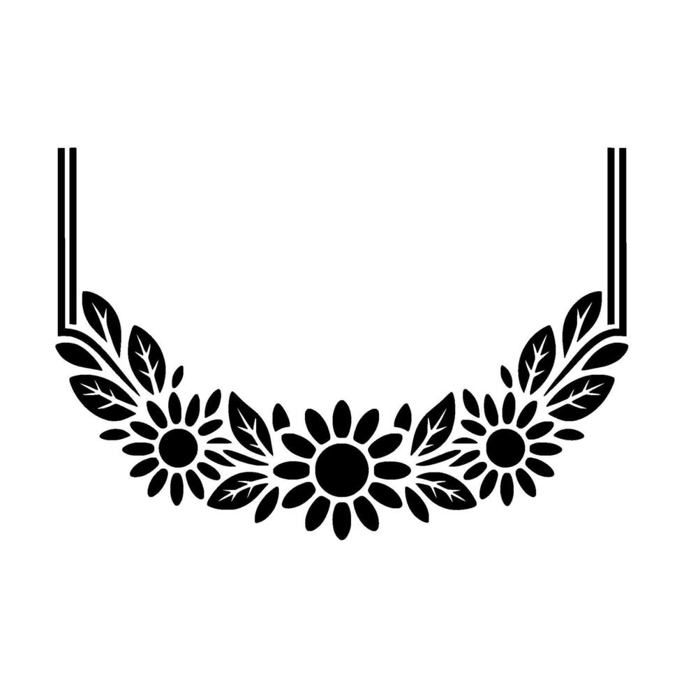 Floral Frame, Stylized Botanical Border, Minimalist vector
