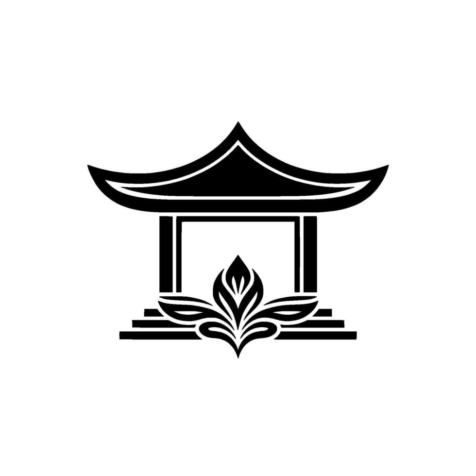 Elegant Pavilion Emblem, Minimalist Asian vector