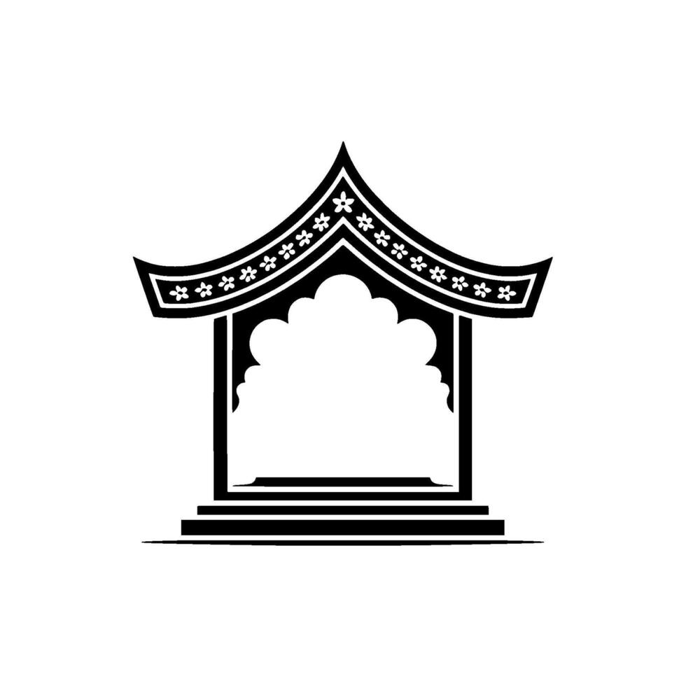 Elegant Japanese Pagoda Emblem, Minimalist vector