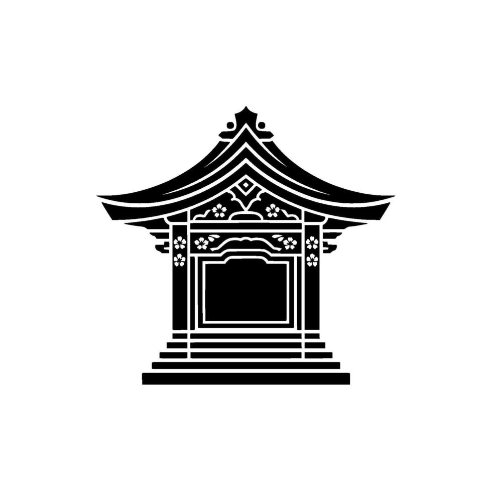 Japanese Temple Entrance, Minimalist Silhouette vector