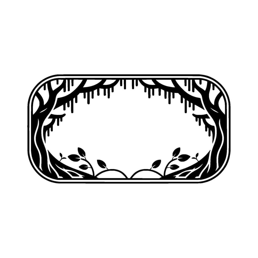 Botanical Frame, Forest Silhouette, Vintage Illustration, Branches vector