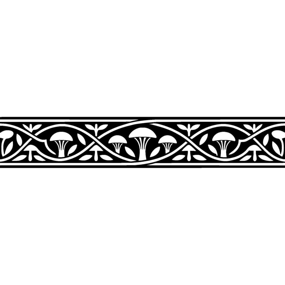 Intricate Mushroom Border, Art Nouveau vector