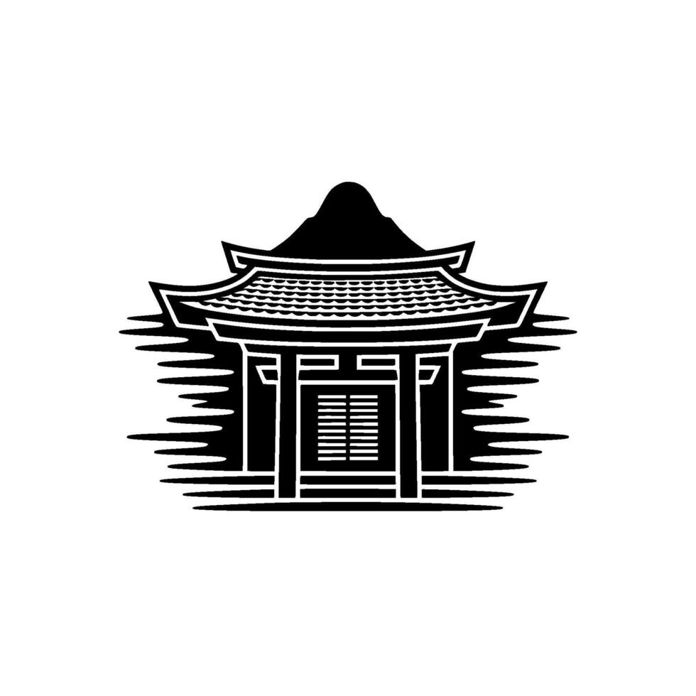 Stylized Japanese Pagoda Emblem, Minimalist vector