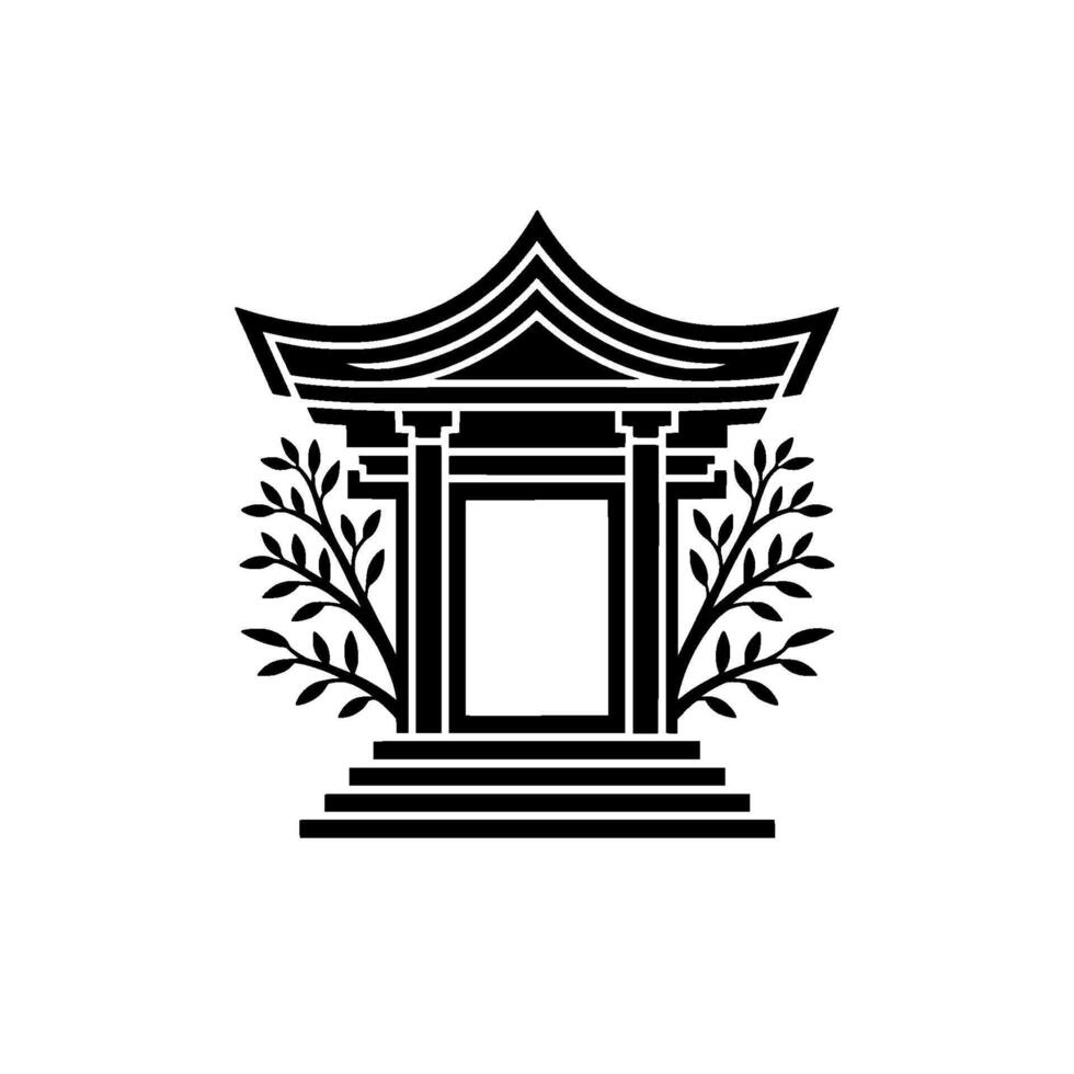 Emblematic Asian Pavilion, Minimalist Silhouette vector