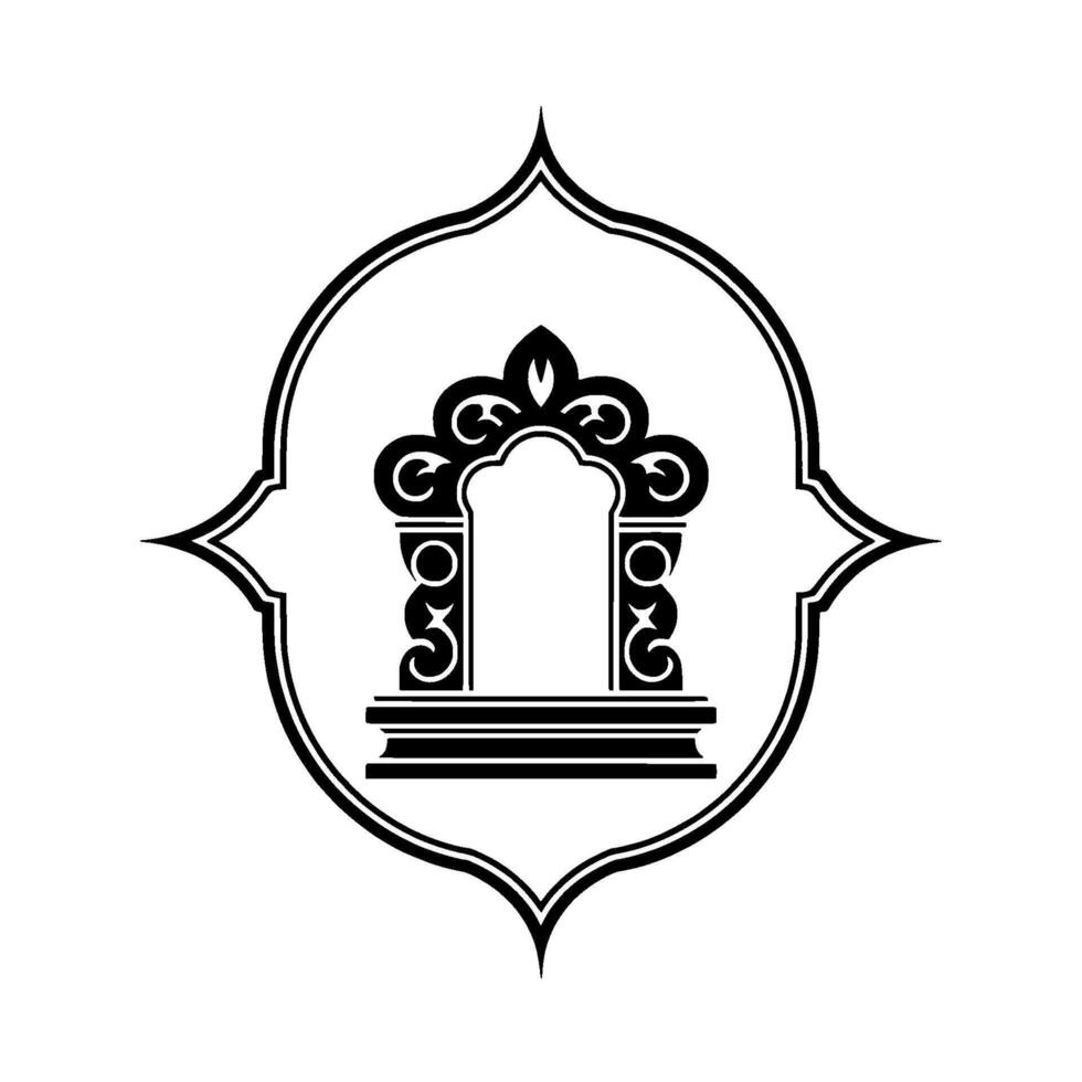 Intricate Archway, Islamic Ornamentation, Minimalist, Emblem vector