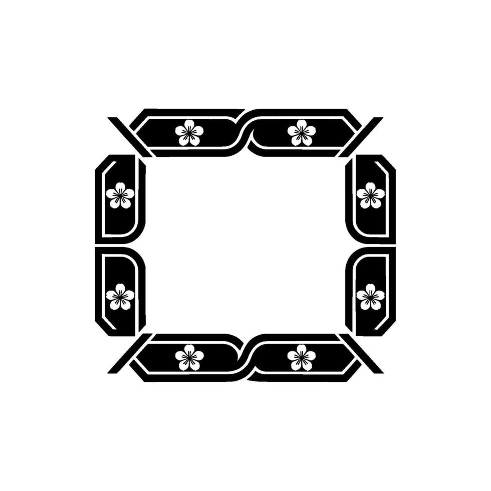 Elegant Japanese Blossom Frame, Minimalist, Geometric vector