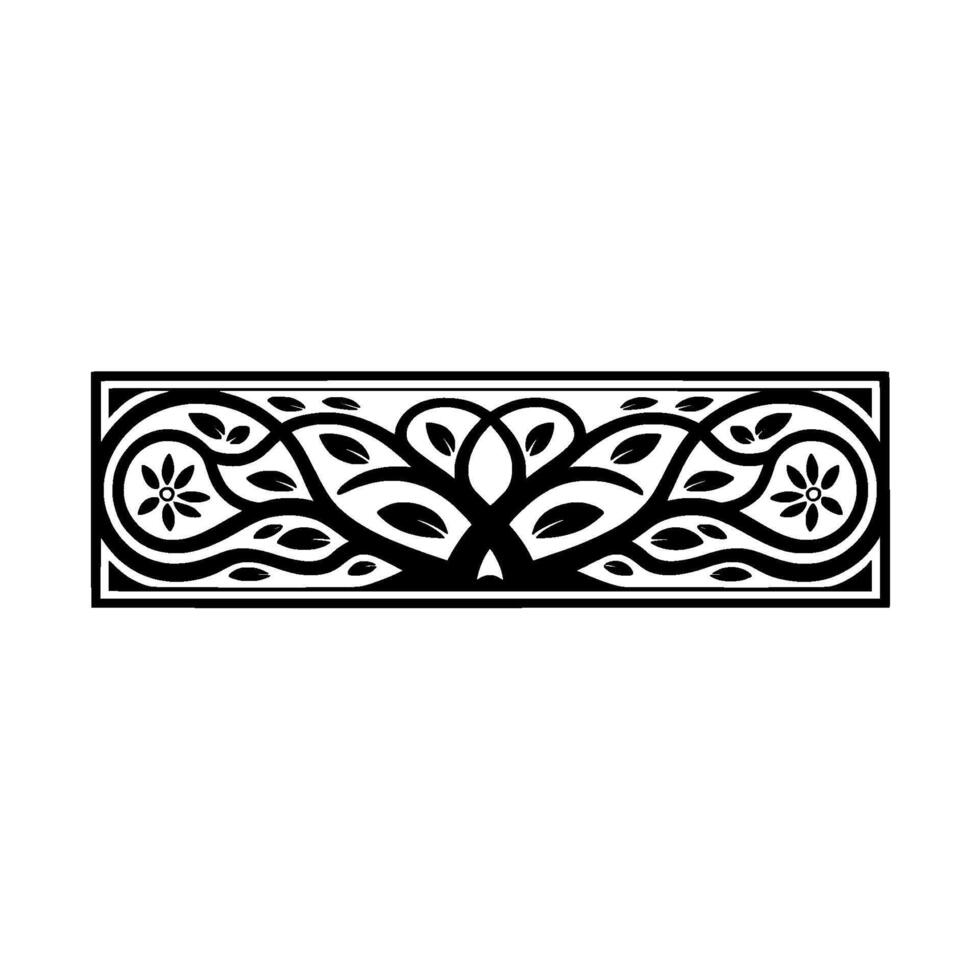 Intricate Black Floral Border, Elegant Decorative Element, Art deco vector