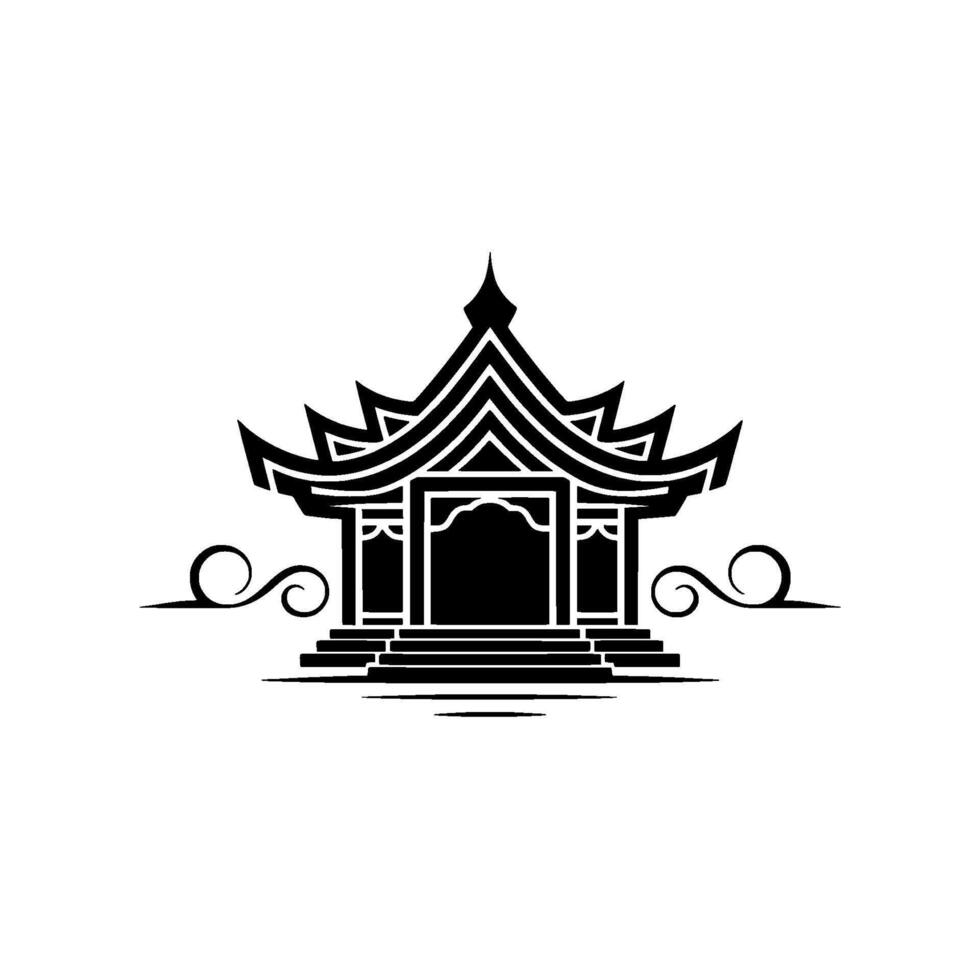 Elegant Thai Pavilion Emblem, Minimalist vector