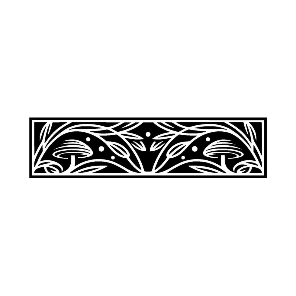 Botanical Border, Intricate Black White vector
