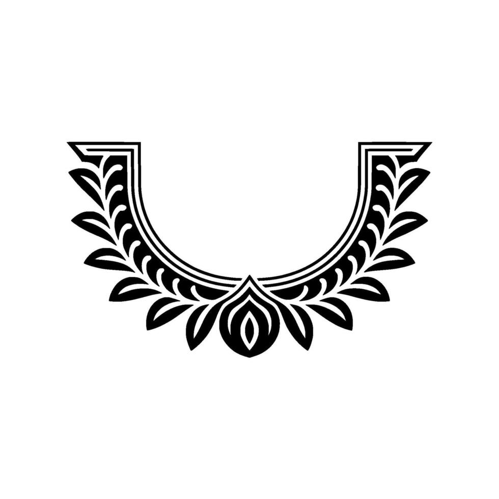 Elegant Black Floral Neckline Ornament, Vintage vector