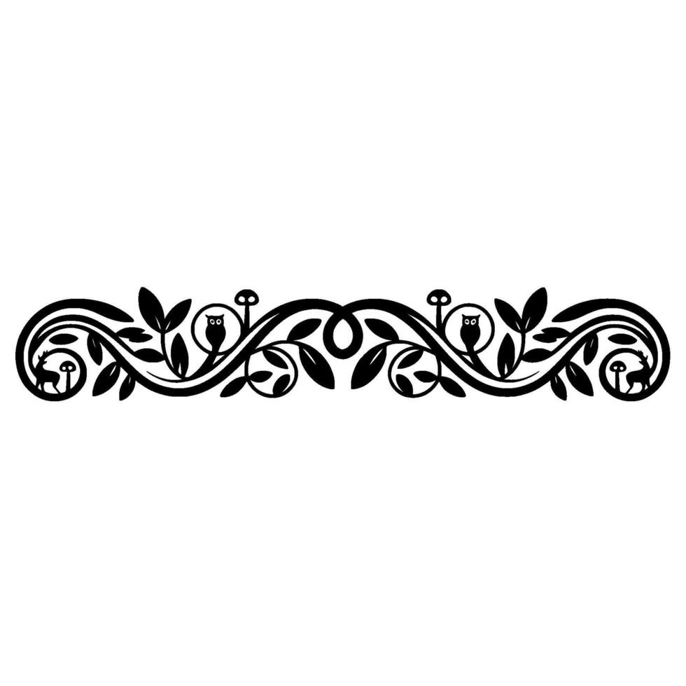 Elegant Owl Border, Vintage Floral vector