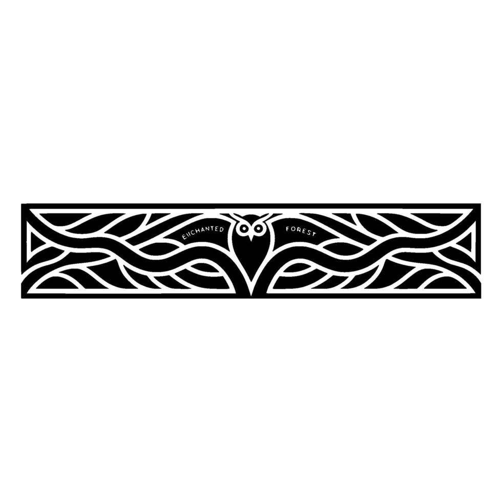 Enchanted Forest Owl Emblem, Intricate Black vector