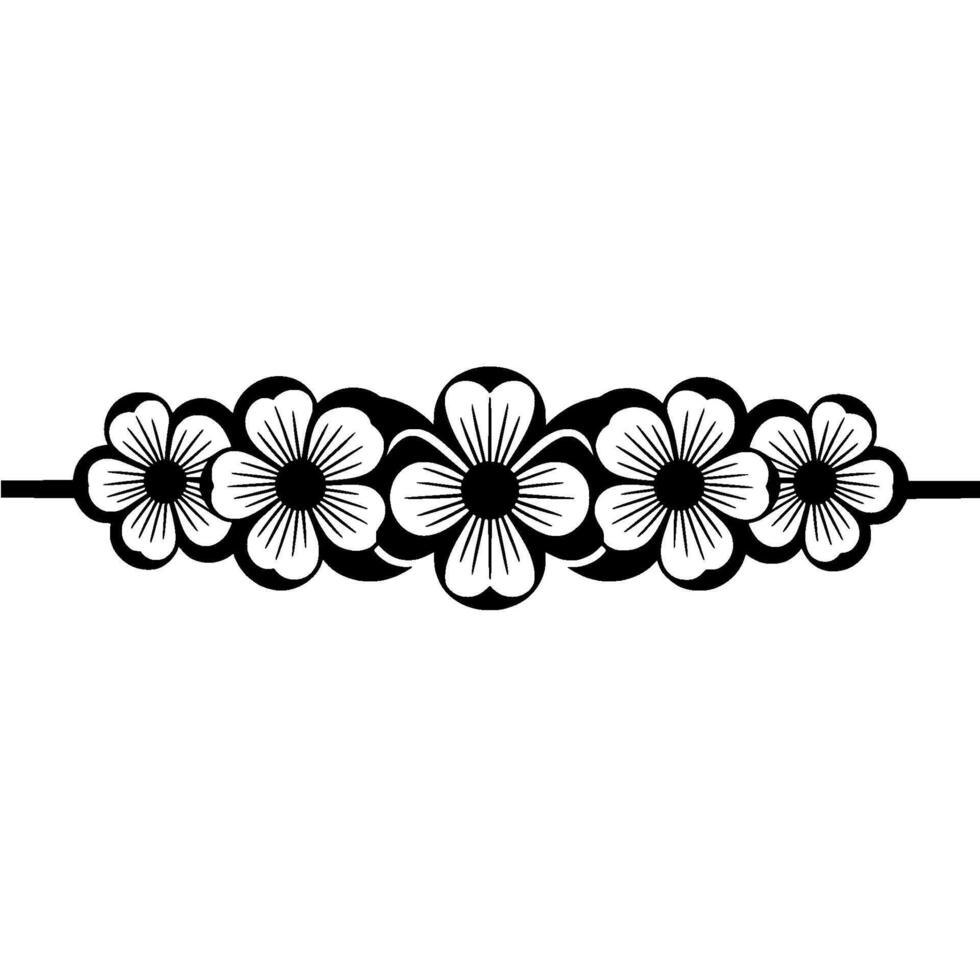 Stylized Floral Border, Minimalist, Elegant Accent - Line vector