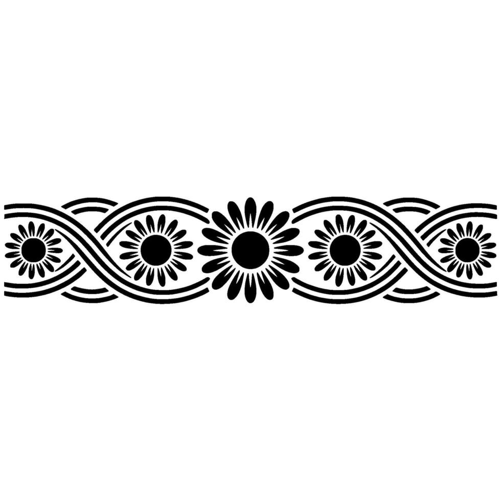 Stylized Floral Border, Vintage Element, Pattern - Decorative vector