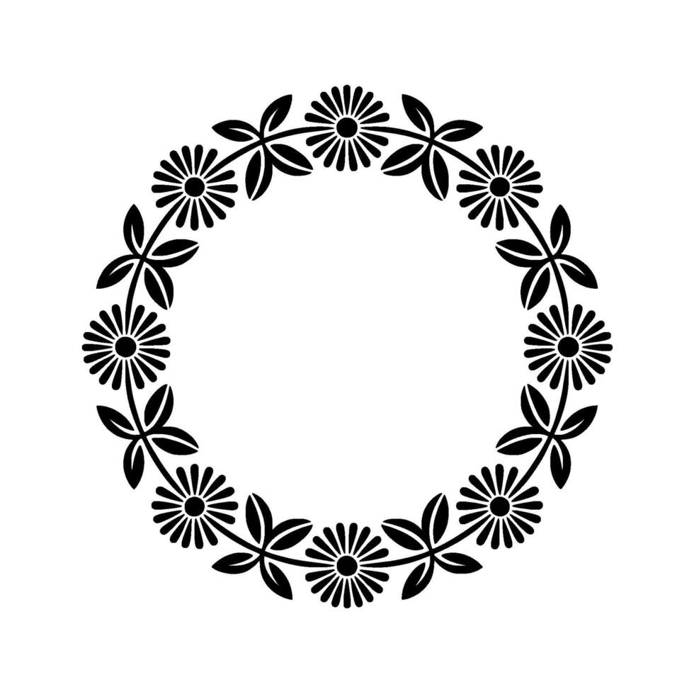 Stylized Floral Wreath, Minimalist, Circular Frame - Botanical - Circle vector