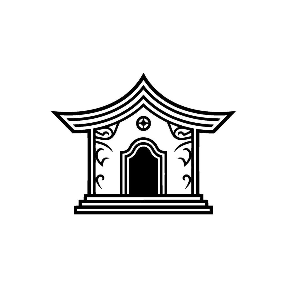 Minimalist Japanese Pavilion - Serene Gateway vector