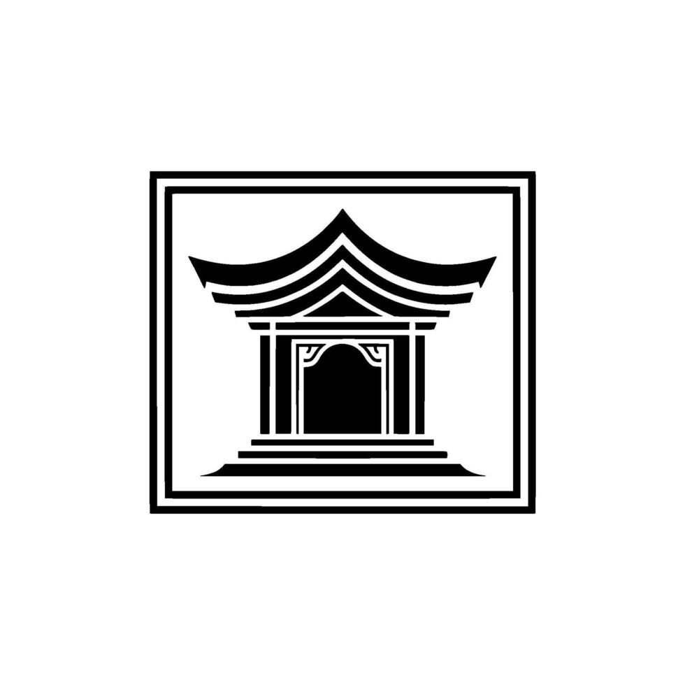 Geometric Temple, Minimalist Black White vector