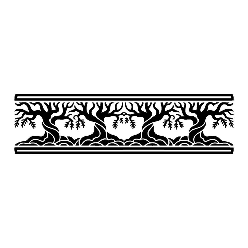 Stylized Willow Branch Border, Vintage vector