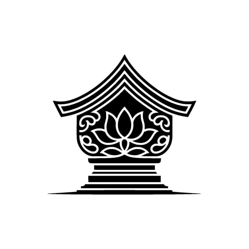 Elegant Temple Crest Lotus Pagoda Silhouette vector