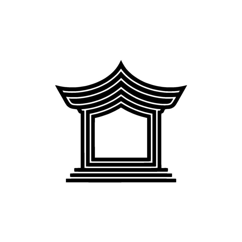 Minimalist Temple, Serene Silhouette, Eastern vector