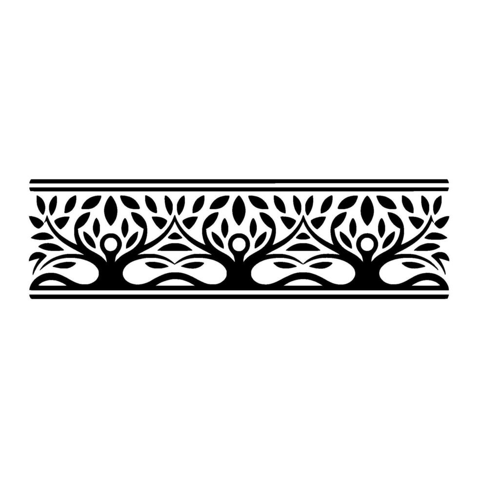Stylized Tree Border, Elegant Botanical - Foliage vector