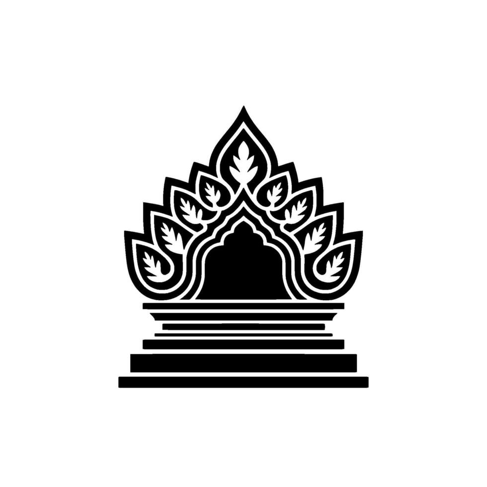 Intricate Temple Crest Black Silhouette on Neutral Background vector