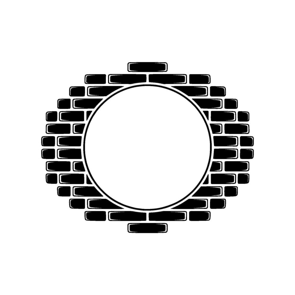 Geometric Brick Circle, Minimalist, Monochrome vector