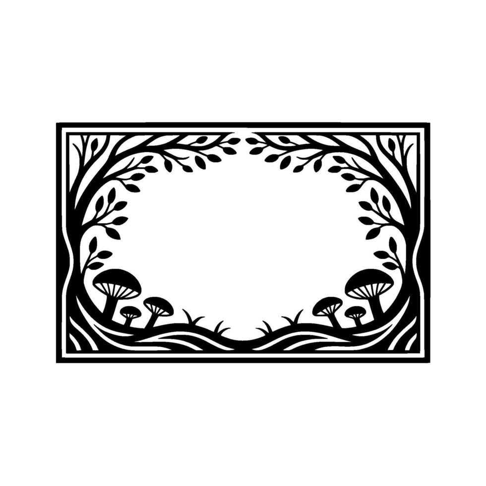 Botanical Frame, Woodland Silhouette, Minimalist vector