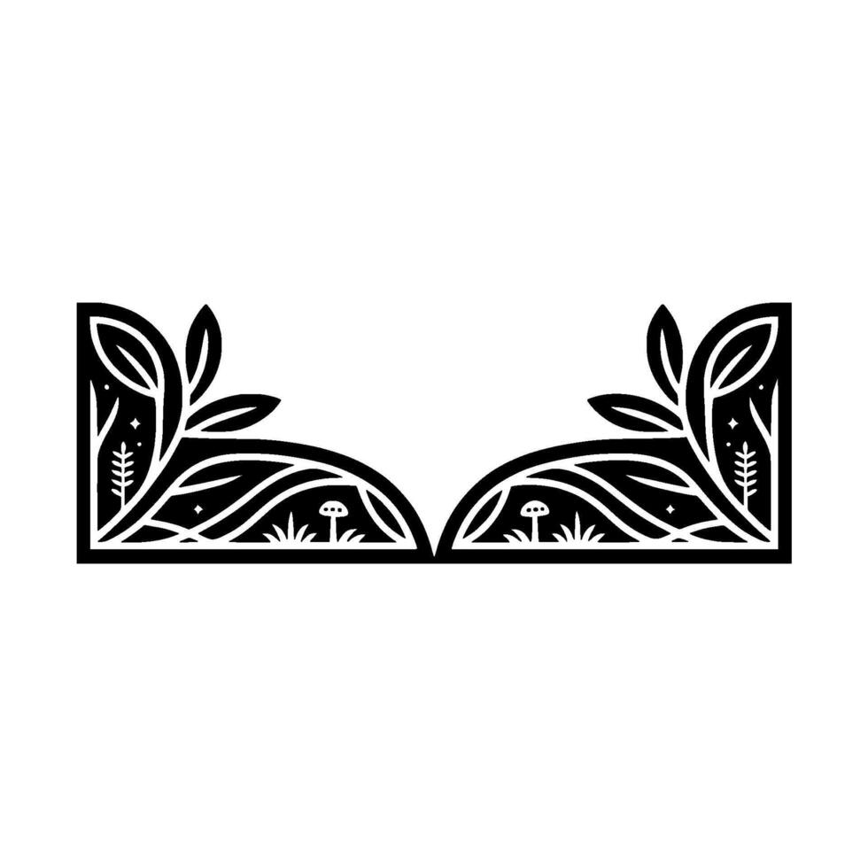 Botanical Frame, Woodland Silhouette, Minimalist, Nature vector