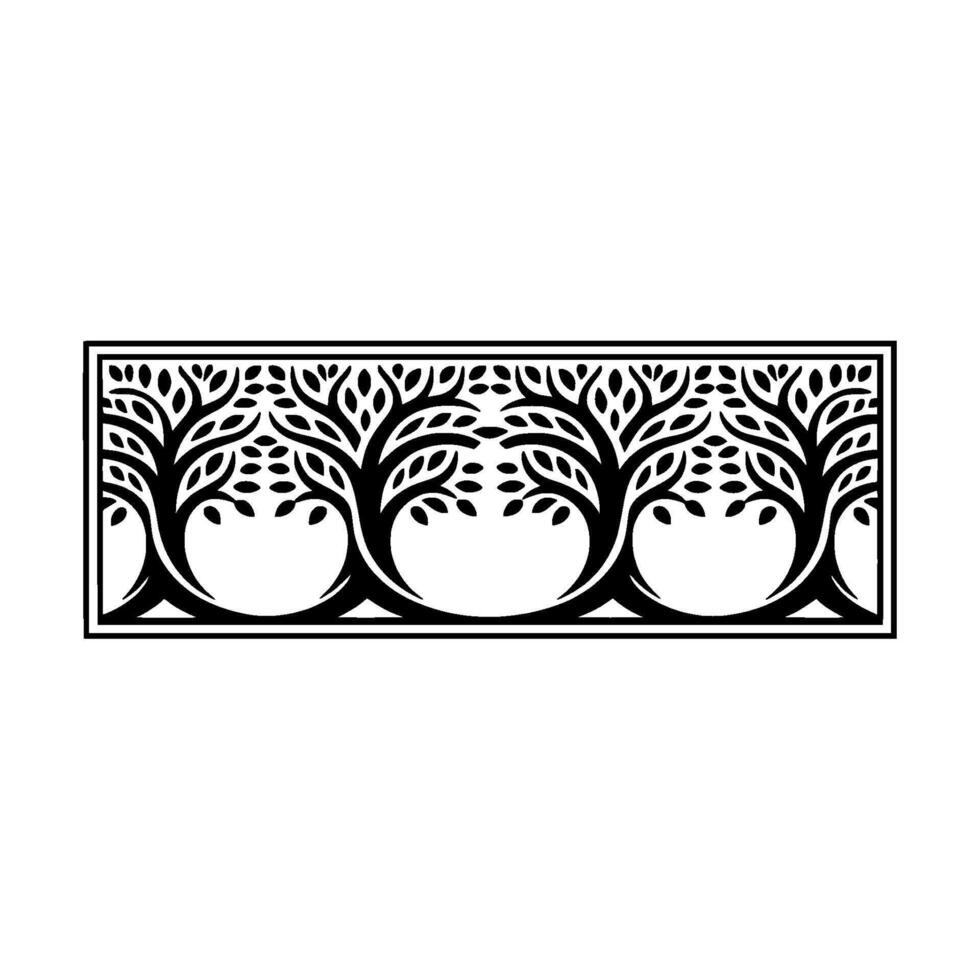 Stylized Tree Border, Elegant Black White, Trees vector