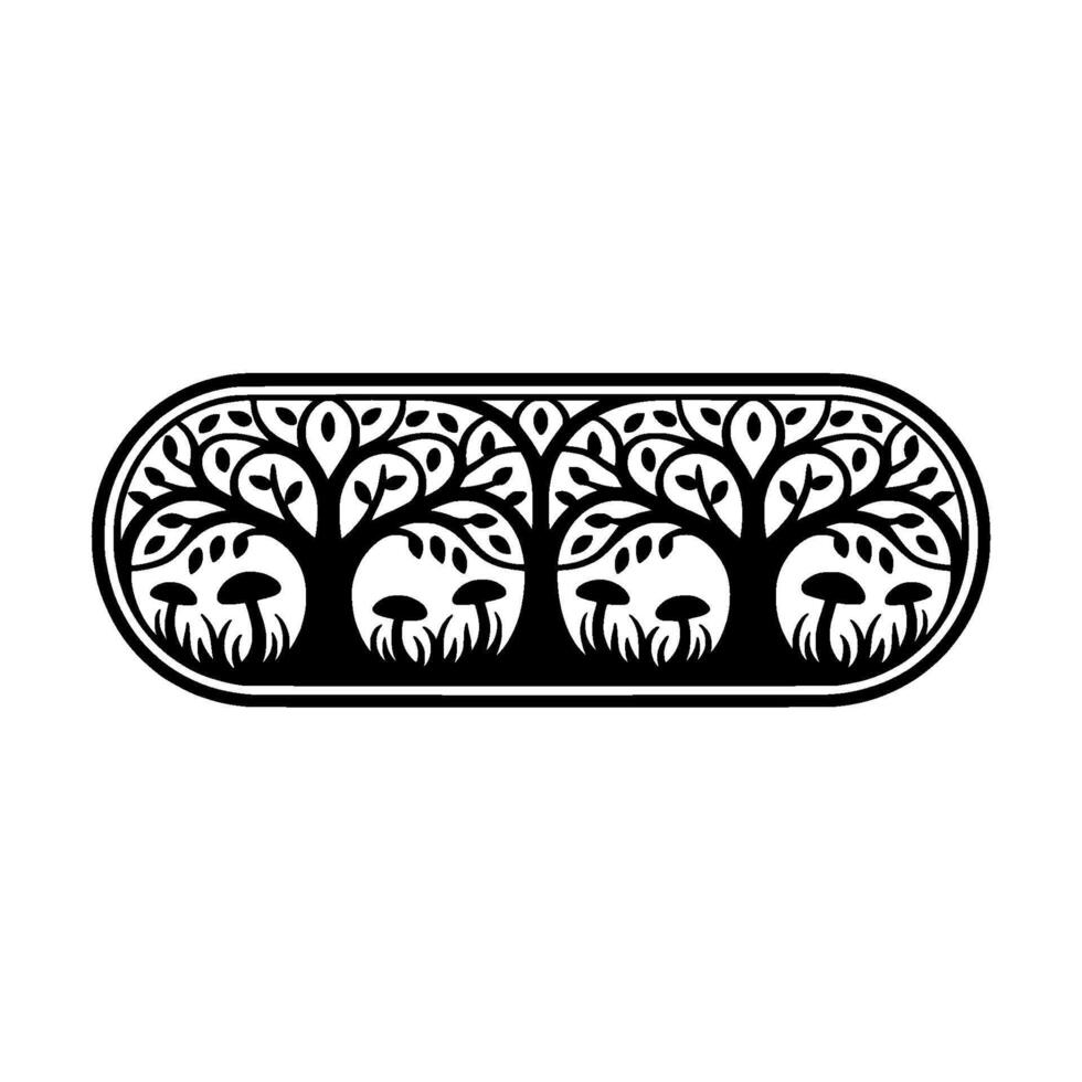 Intricate Forest Emblem, Symbolic Growth, Dark Botanical vector