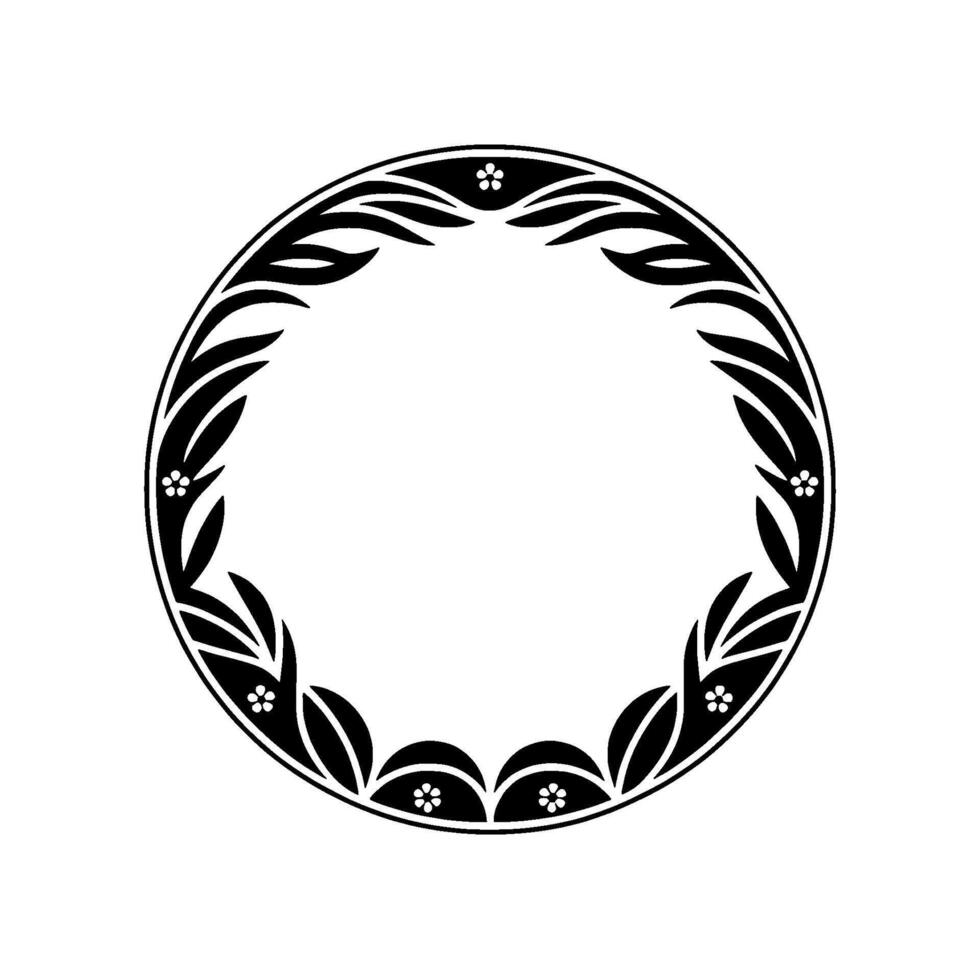 Stylized Circular Ornament, Japanese-Inspired Border vector