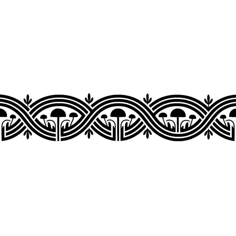 Intricate Celtic Border, Stylized Mushroom Motif vector