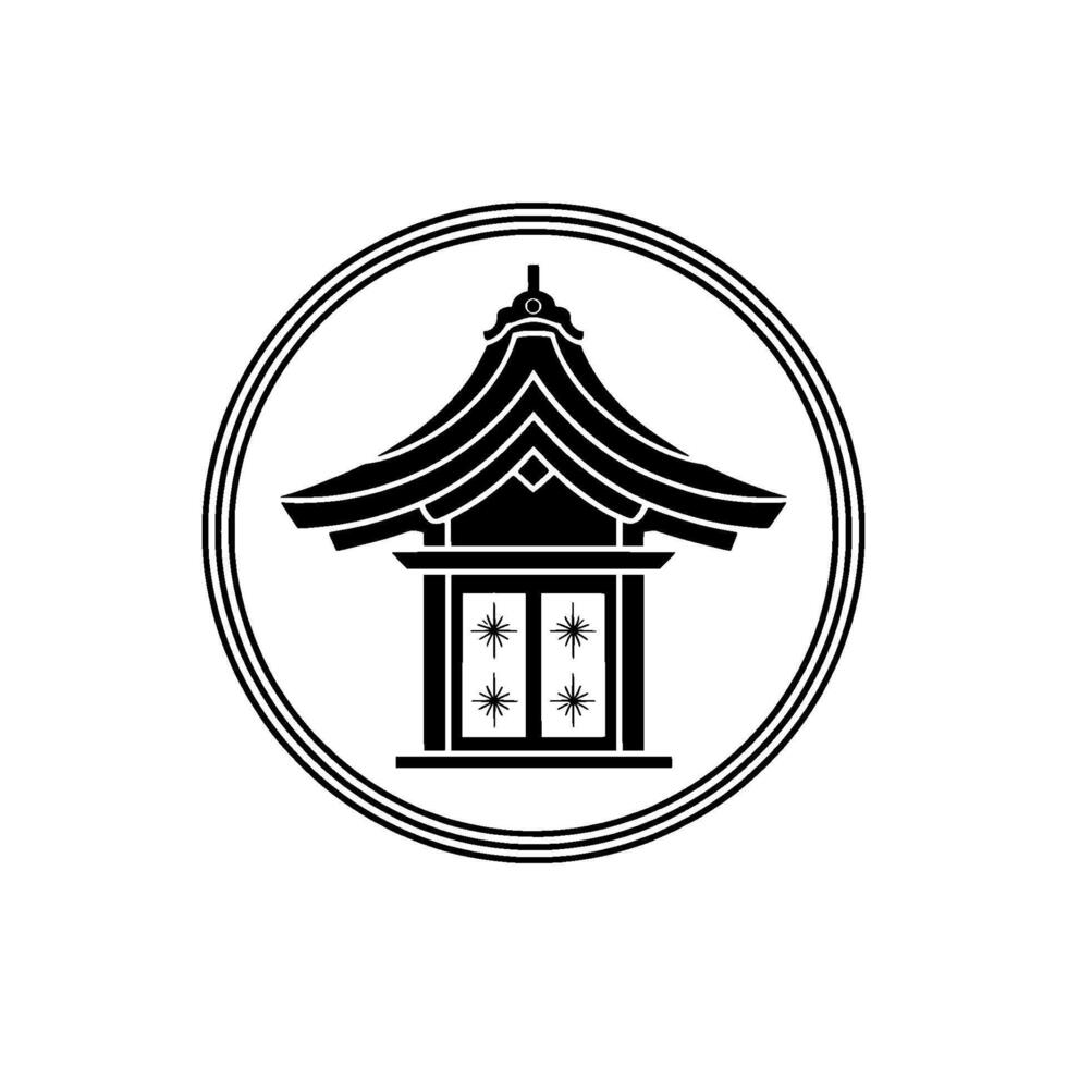 Minimalist Japanese Pagoda Emblem, Serene Reflection vector