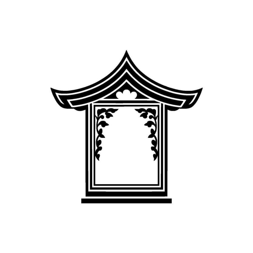 Elegant Asian Pavilion Silhouette, Radiant Backdrop vector