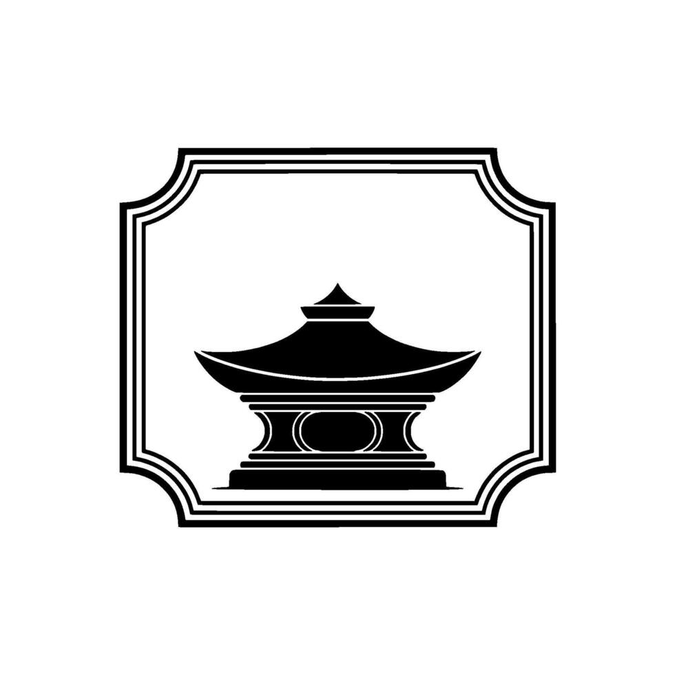 Geometric Pagoda Emblem, Minimalist, Frame vector