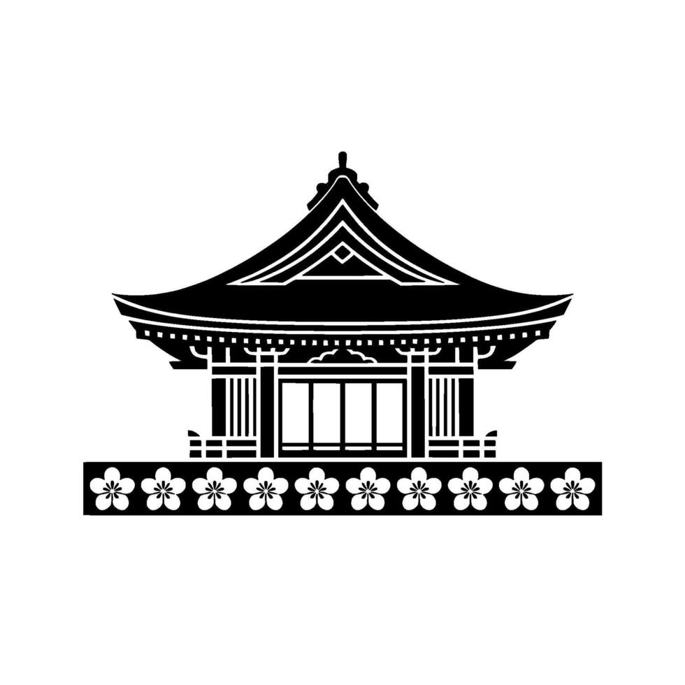 Minimalist Japanese Pagoda Emblem, Serene, Japan vector